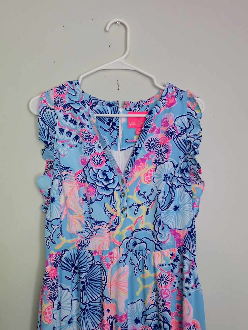 Lilly Pulitzer Blue Floral Ruffle Sleeve Maxi Dress - Picture 3 of 7